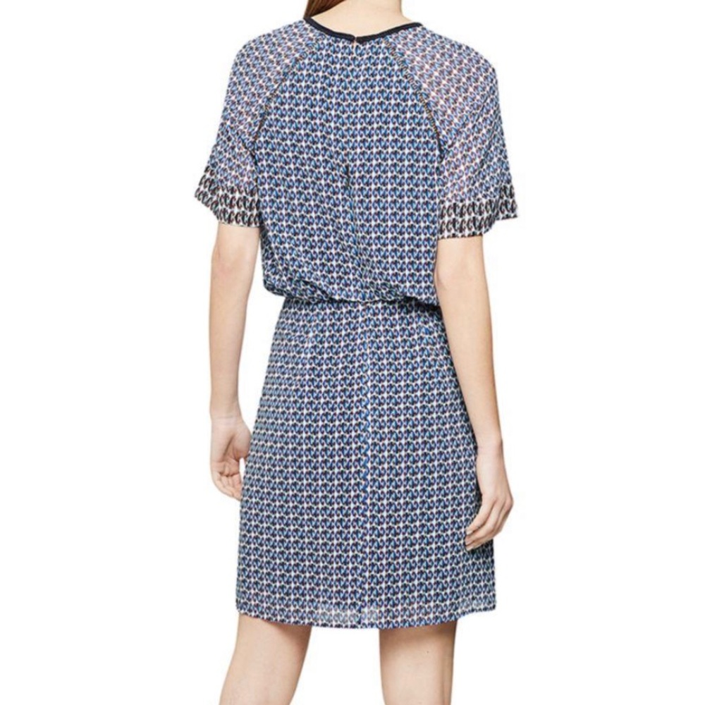 REISS Heidi Knot Waist Diamond Print Dress (NWT) - Picture 3 of 8